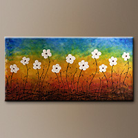 Floral Abstract Art Painting - California Morning Poppies - Large Art
