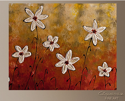 Dancing Daisies Modern Abstract Art Painting -Wall Art Close Up