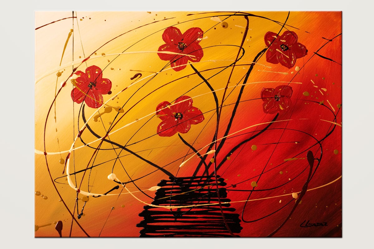 paintings of flowers on canvas. Dripping Flowers-Abstract Art