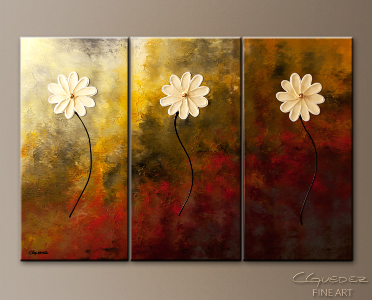 Flowers Painting-Faith, Hope, Love-Abstract Art Paintings by Carmen Guedez - Image