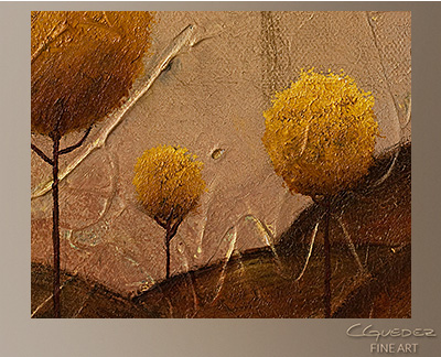 Golden Trees Modern Abstract Art Painting -Wall Art Close Up