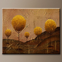 Abstract Painting on Canvas - Golden Trees - Art Canvas