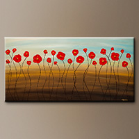 Large Original Abstract Art Painting - Hungarian Poppies - Modern Art