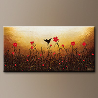 Abstract Flower Art Painting - Lovely Bird - Original Painting