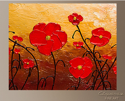 Poppy Meadow Modern Abstract Art Painting -Wall Art Close Up