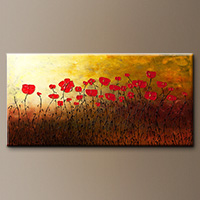 Red Flowers Modern Abstract Painting - Art Painting