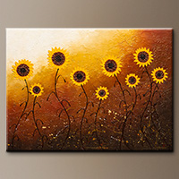 Large Sunflower Abstract Art - Sunflower Meadow - Original Art