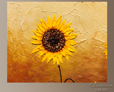 Sunflowers Modern Abstract Art Painting -Wall Art Close Up