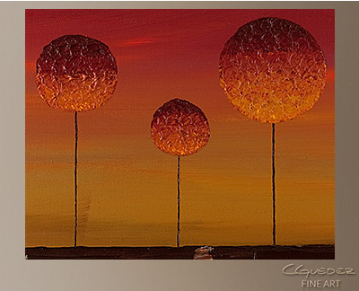 Sunset Trees Modern Abstract Art Painting -Wall Art Close Up