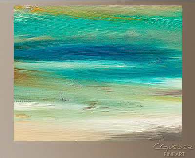 Teal and Aqua Modern Abstract Art Painting -Wall Art Close Up