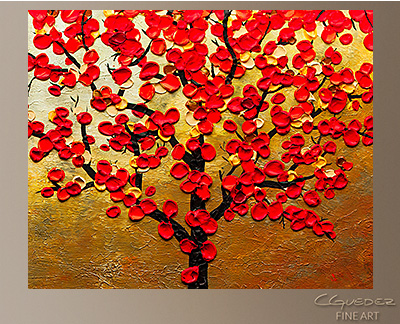 Top of the Hill - Modern Abstract Art Painting by Carmen Guedez - Detail Image Top of the Hill Modern Abstract Art Painting -Wall Art Close Up