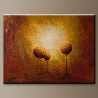 Large Abstract Painting - Trees at Sunrise - Contemporary Art