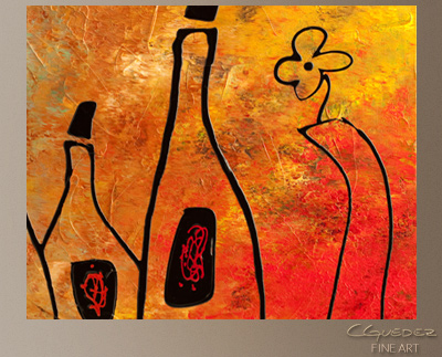 Wine Festival Modern Abstract Art Painting -Wall Art Close Up