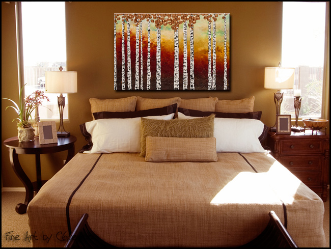 Bedazzling Birches-Modern Contemporary Abstract Art Painting Image