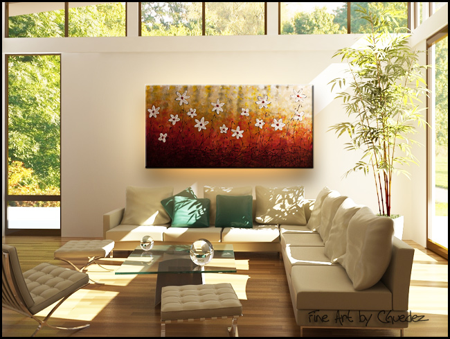 Dancing Daisies-Modern Contemporary Abstract Art Painting Image