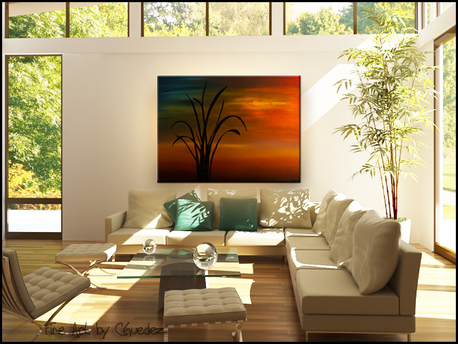 Landscape Abstract Art Paintings - My Home Town - Abstract Art Painting